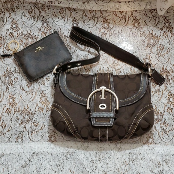 Coach Handbags - Coach Signiture Brown Shoulder Bag & Change Purse